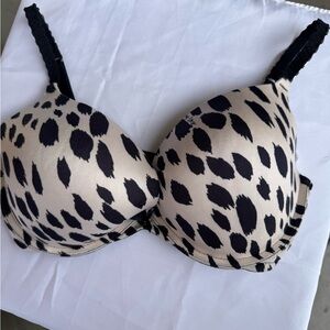 Victoria's Secret Black and Cream Animal Print Bra